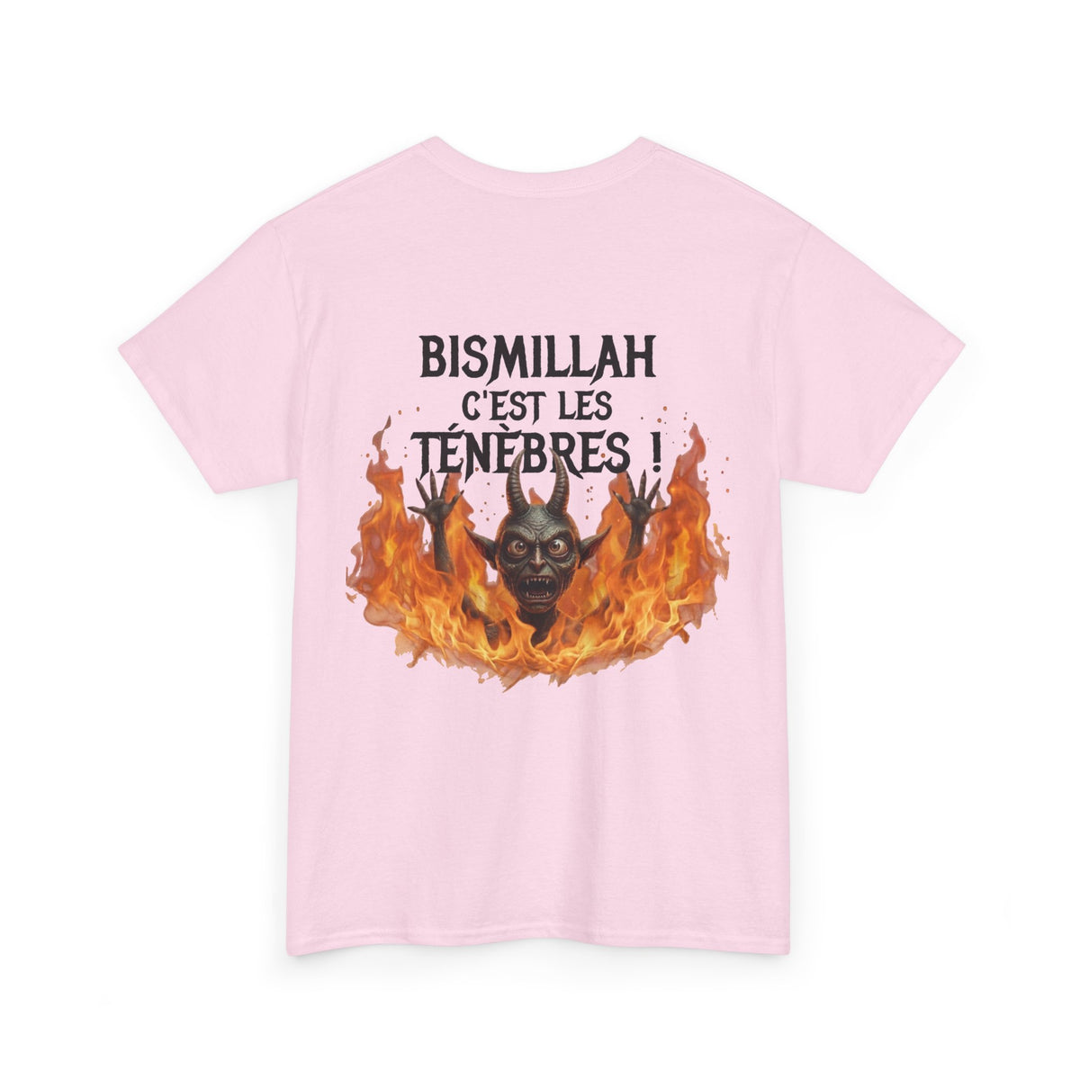 T-shirt rose « Bismillah, c'est les ténèbres ! » édition limitée – Gauche'Up, photo 1